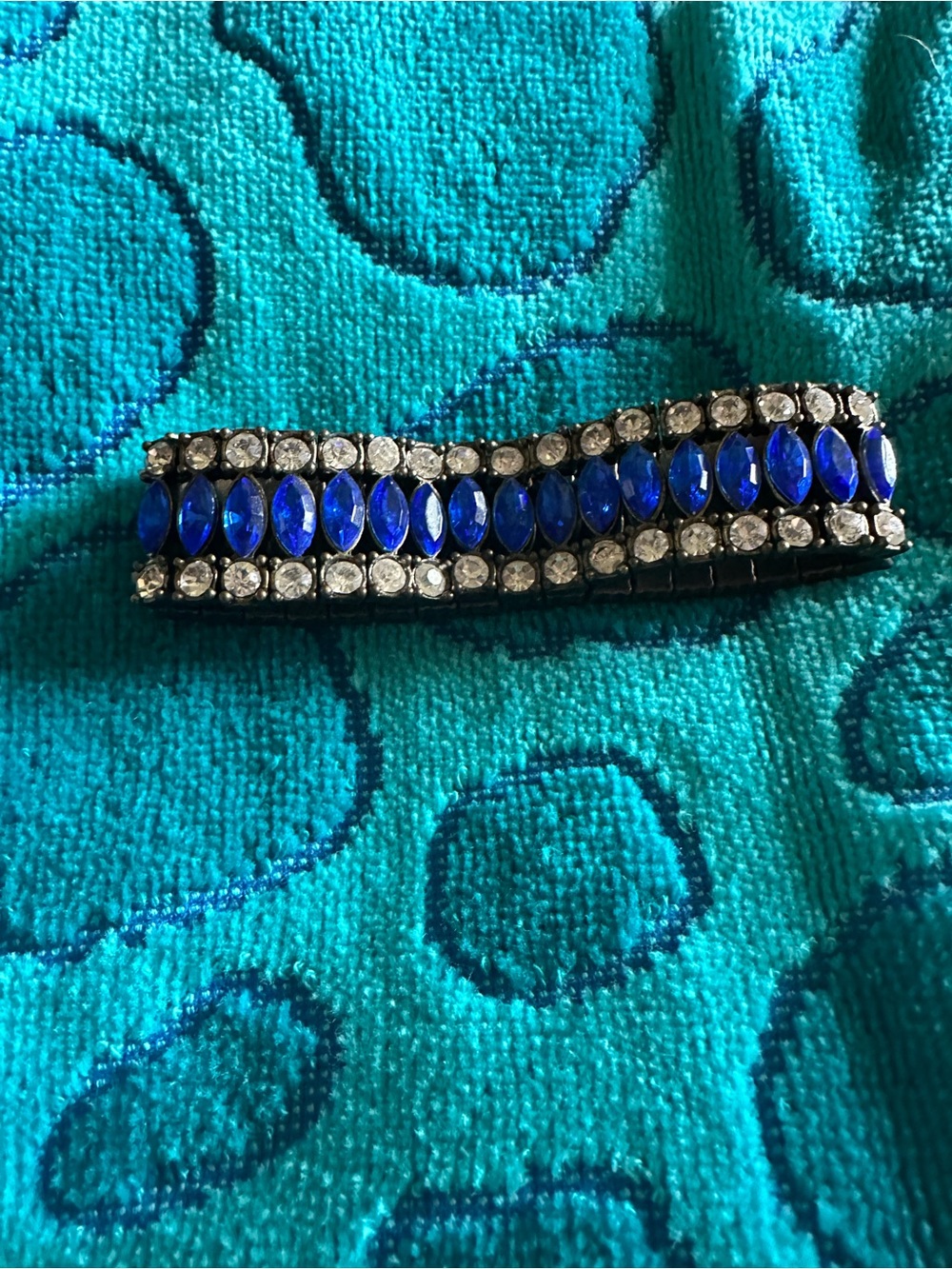 Blue Crystal Barrette Hair Clip